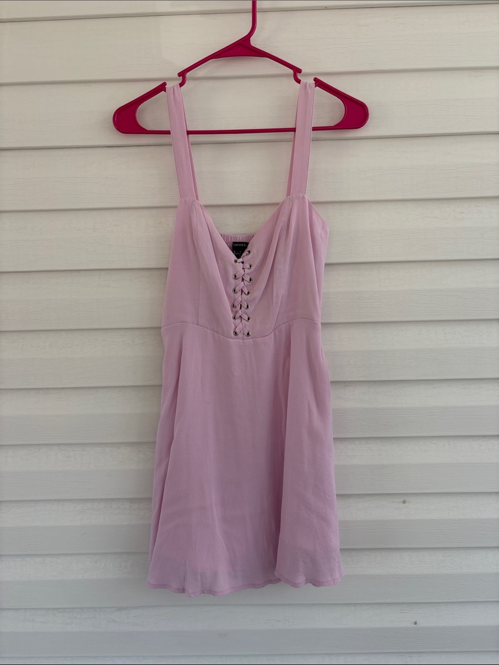 Forever 21 Blush Pink Lace-Up Mini Dress | Skater Dress | Coquette